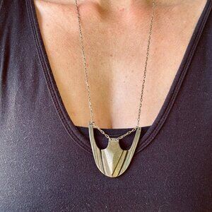 Ax + Apple brass shield necklace